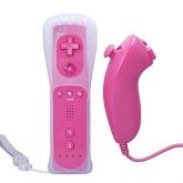 remoto e nunchuk controlador + caso para wii / wii u (rosa)