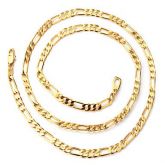 Ouro 18K Cheio Figaro Cadeia For Men 4mm,  22 polegadas (55c